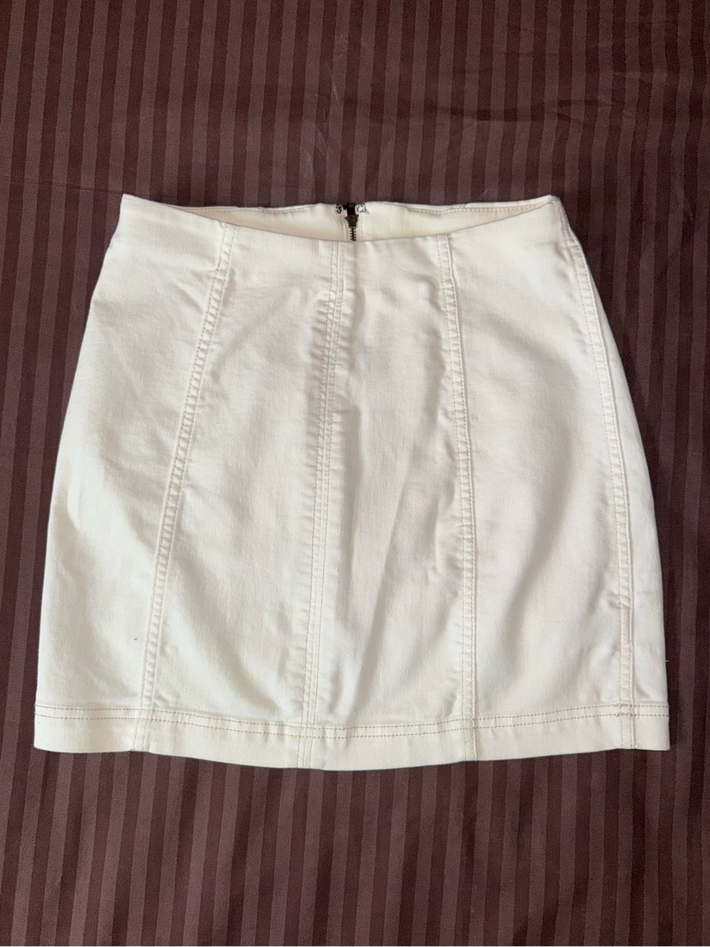 Free People White Seam-Panel Mini Skirt